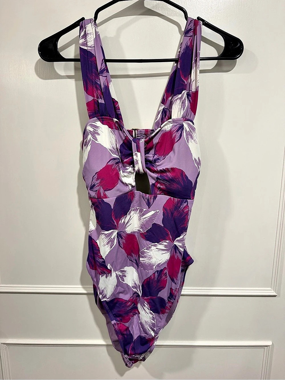Purple Floral One-Piece Swimsuit - Medium